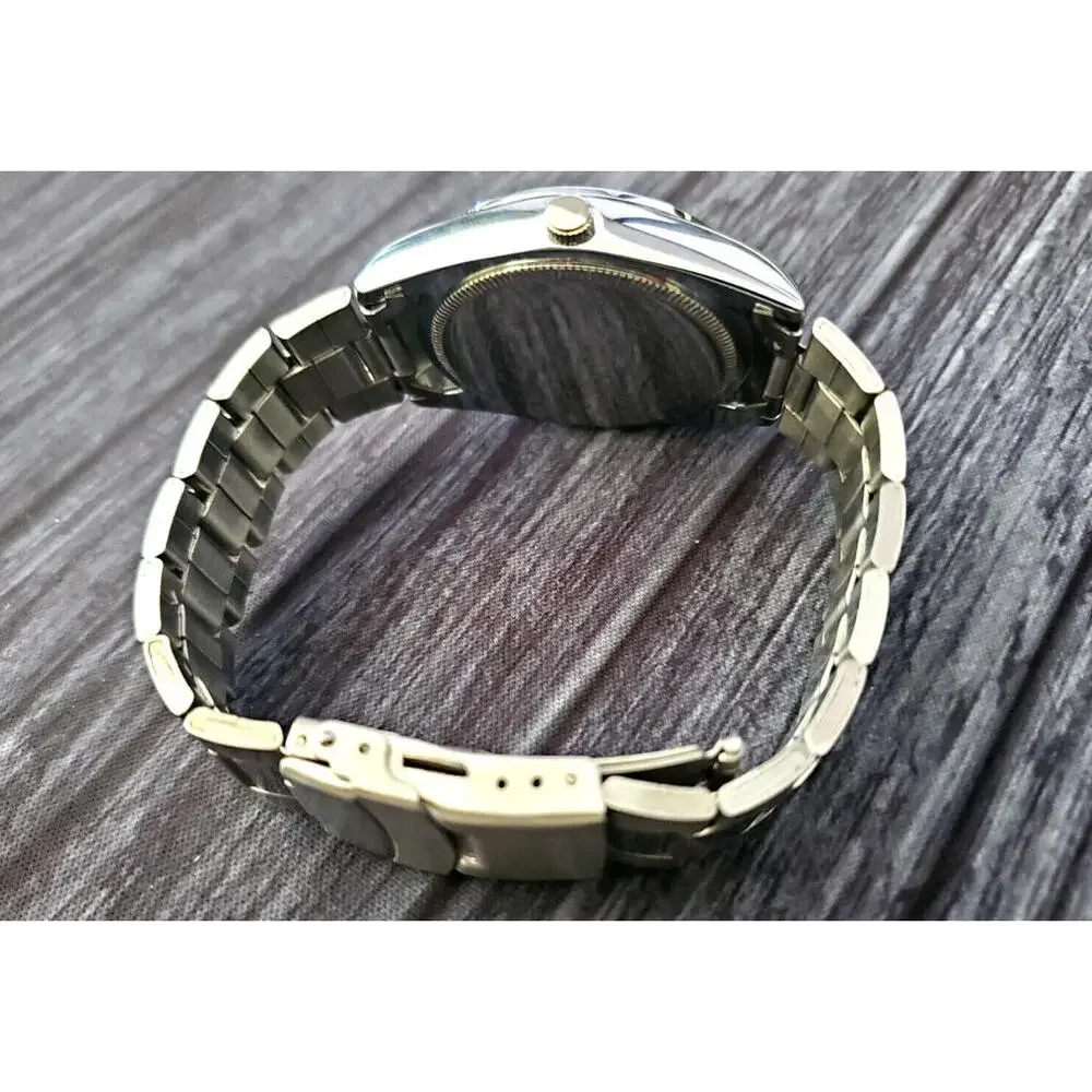 Chronos Men's Date Watch Silver Burst Diamond Dial 90's‎
